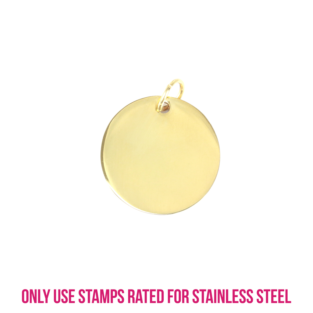 Metal Stamping Blanks Gold Plated Stainless Steel Round, Disc, Circle with Hole, 18.8mm ( .74"), 18g